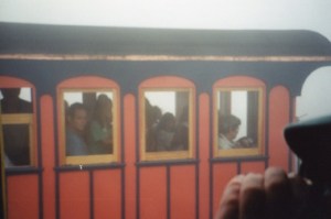 Crowded cars leaving