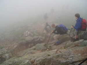 Ah youth! Boy Scout Troop 2 descending Mt Monroe. We'd never have made it, even with good knees and ankles. Photo by Mark Mainati