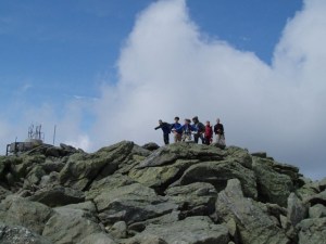 Boy Scout Troop 2 makes it to the peak on a good day. Rocks at the top are good candidates for our creeping and sliding routines