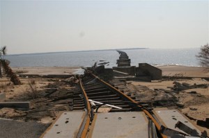 The railroad bridge links Bay St. Louis with Pass Christian