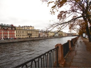 Restored palaces lining the Fontanka River opposite the Summer Garden. Photo by Susan
