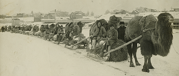 An ARA transport column on the frozen Volga, Tsaritsyn.