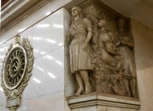 Artwork features the industry of the workers