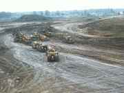 Bulldozers sculpting wetlands/wastelands fifty years ago